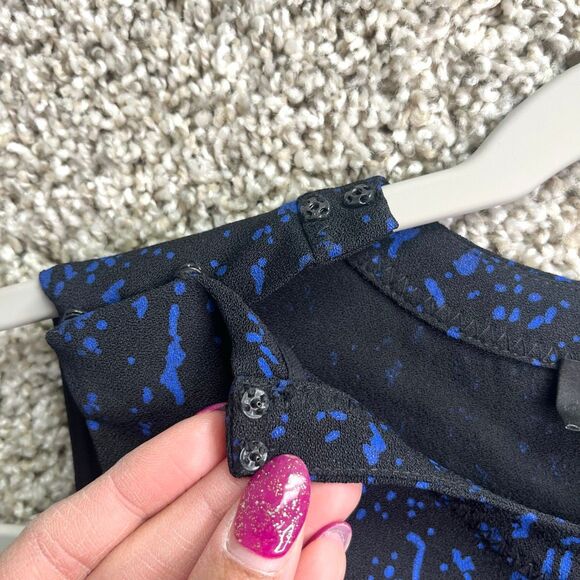 Proenza Schouler Top Women’s 6 Blue and Black Patterned Cutout Sleeveless Blouse - Picture 3 of 5